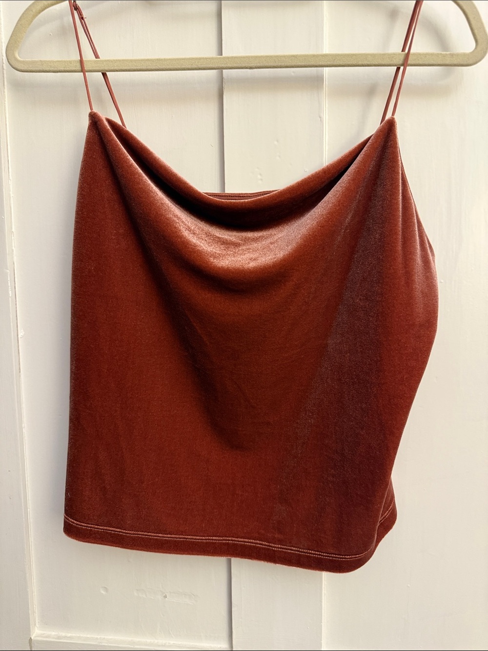 Gentle Fawn Burnt Orange Velvet Cowl Crop Top